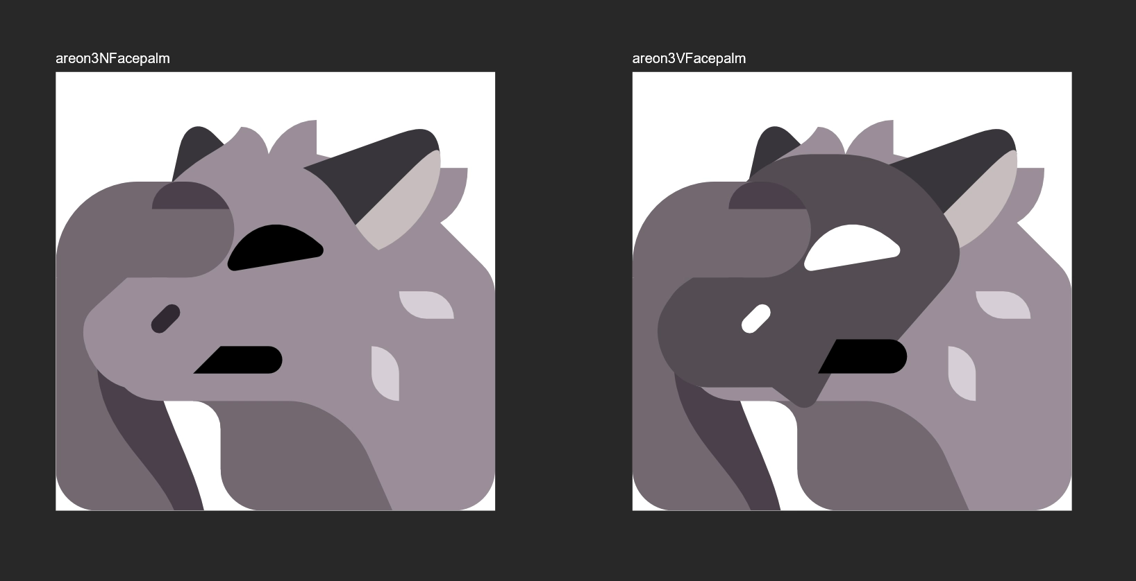 Two emojis if Areon, a werewolf like creature, doing a facepalm.