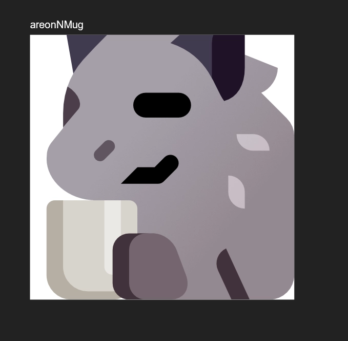 Emoji showing a gray werewolf-like creature with a sleepy face holding a mug.