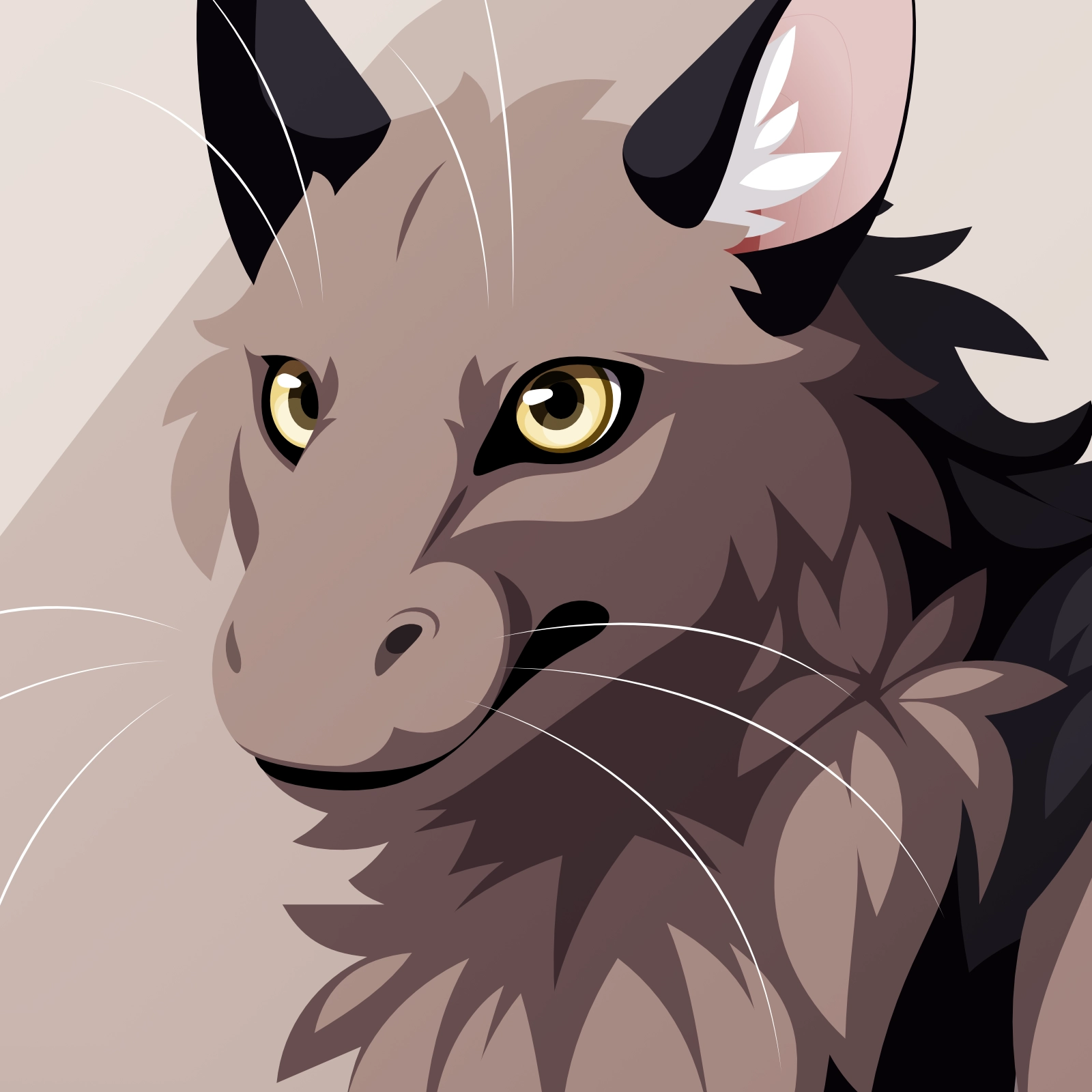 Avatar showing the head of a brown fluffy creature resembling a mixture of bat and wolf. He's actually a wyvern.