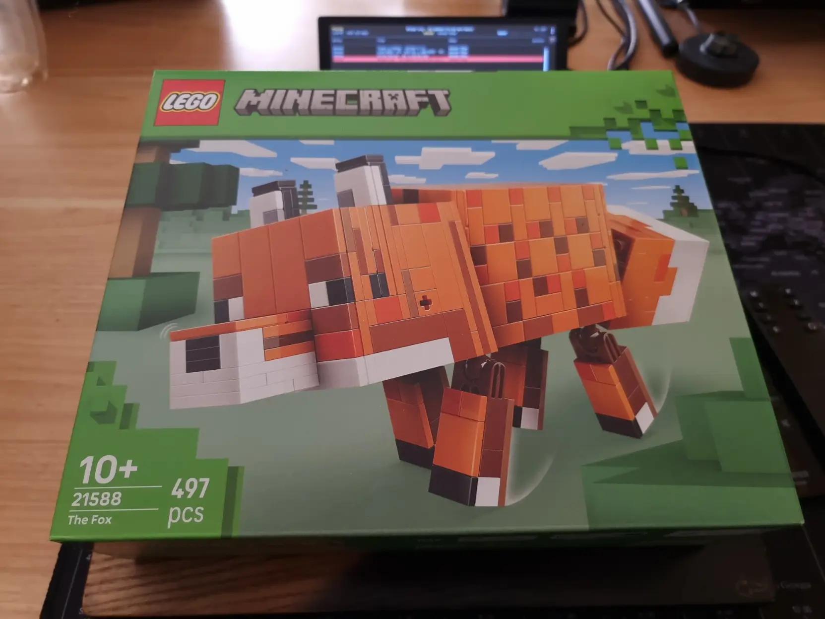 Photo featuring a Lego set of a Minecraft fox.