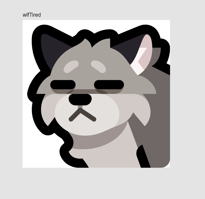 Emoji showing a very tired wolf.