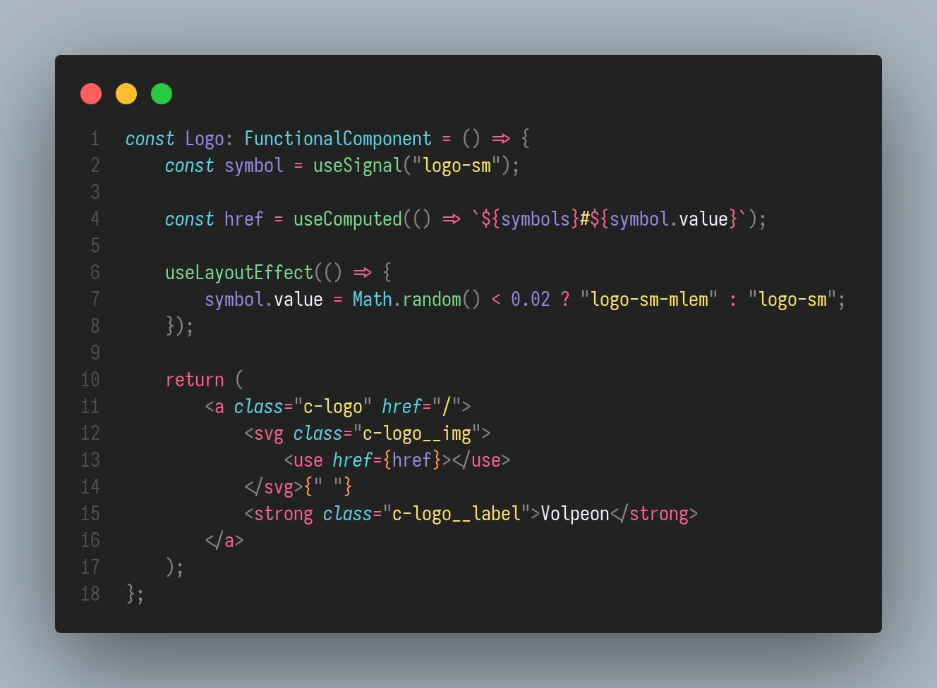 Code for the logo that reveals it's chosen with a 2% chance.