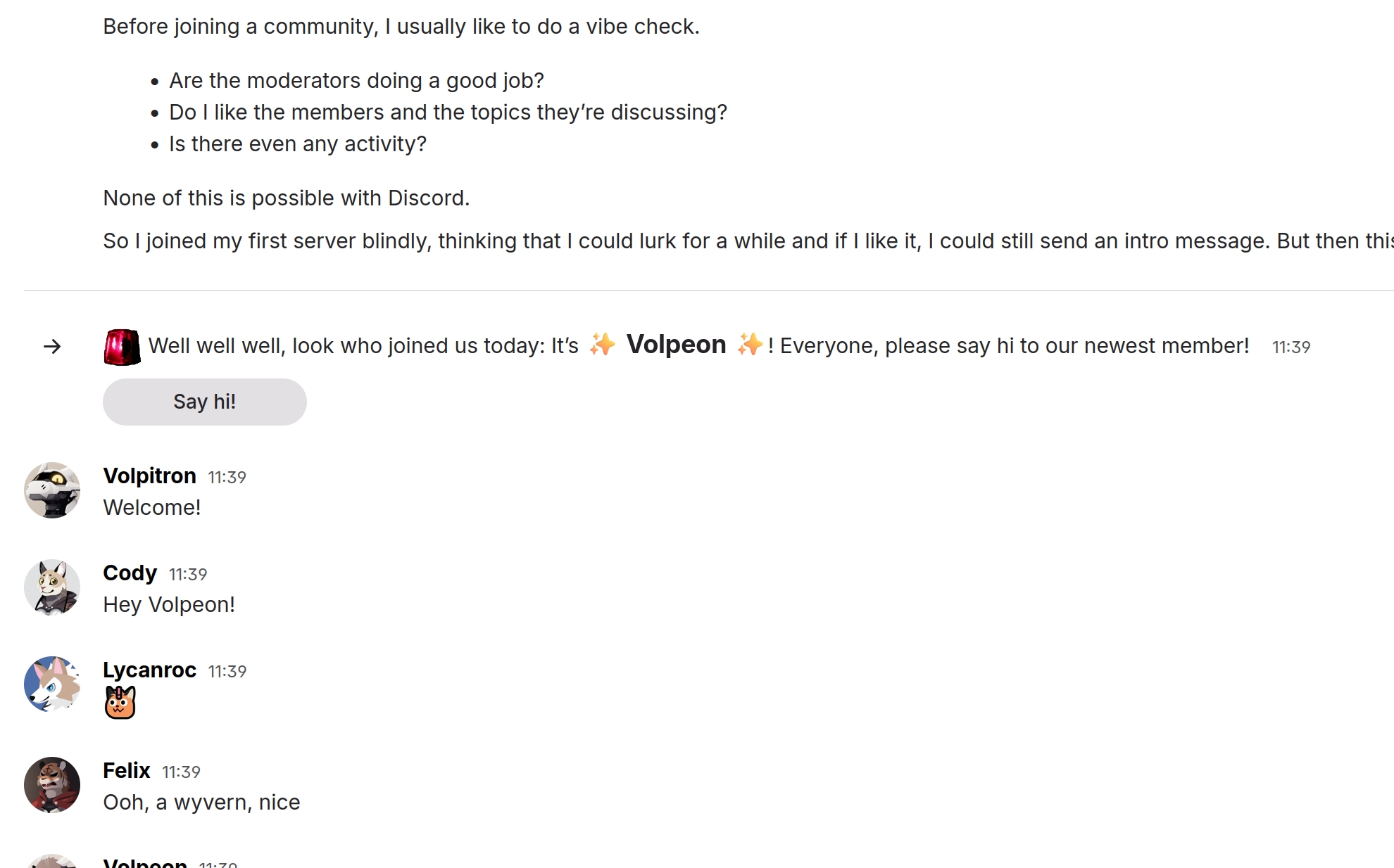 Same screenshot, but now the welcome message is extremely exaggerated.