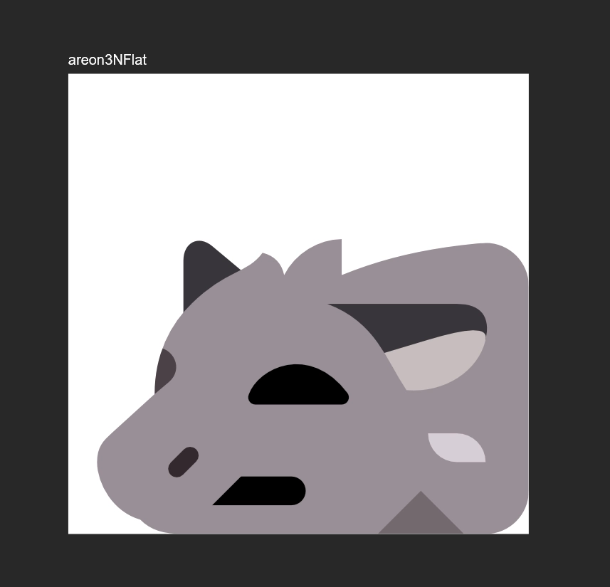 Emoji of Areon, a werewolf-like creature, lying flat on the ground with his eyes closed.