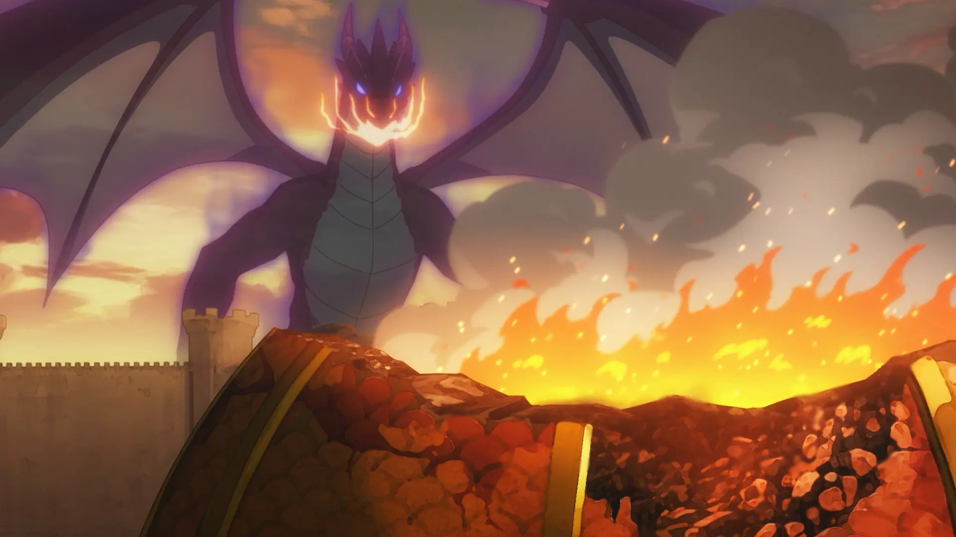 Screenshot from the donghua "A Herbivorous Dragon of 5000 Years Gets Unfairly Villainized S2" showing a dragon with a purple aura about to breathe fire.