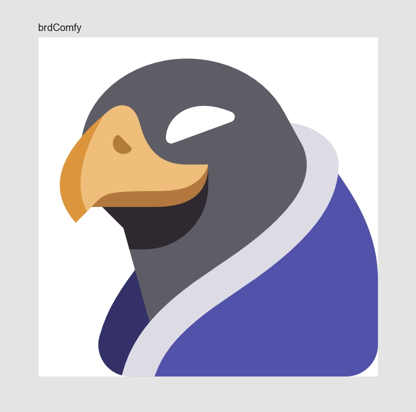 Emoji of a gray bird with a blue robe or blanket.
