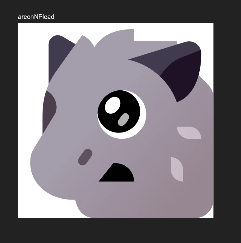 Emoji of Areon, a werewolf-like creature, making a pleading puppy face.