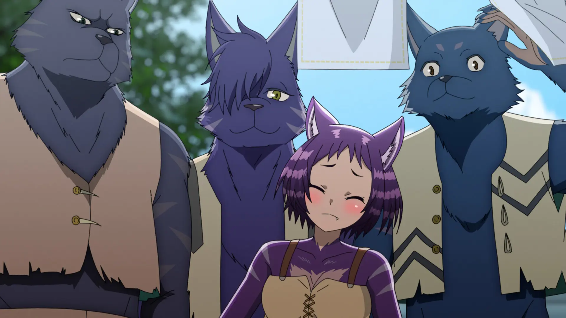4 catpeople. The male ones are blue and have actual cat faces vs. the one female one with a human face.