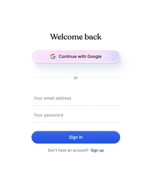 A login screen with buttons which look 3D like in 2010