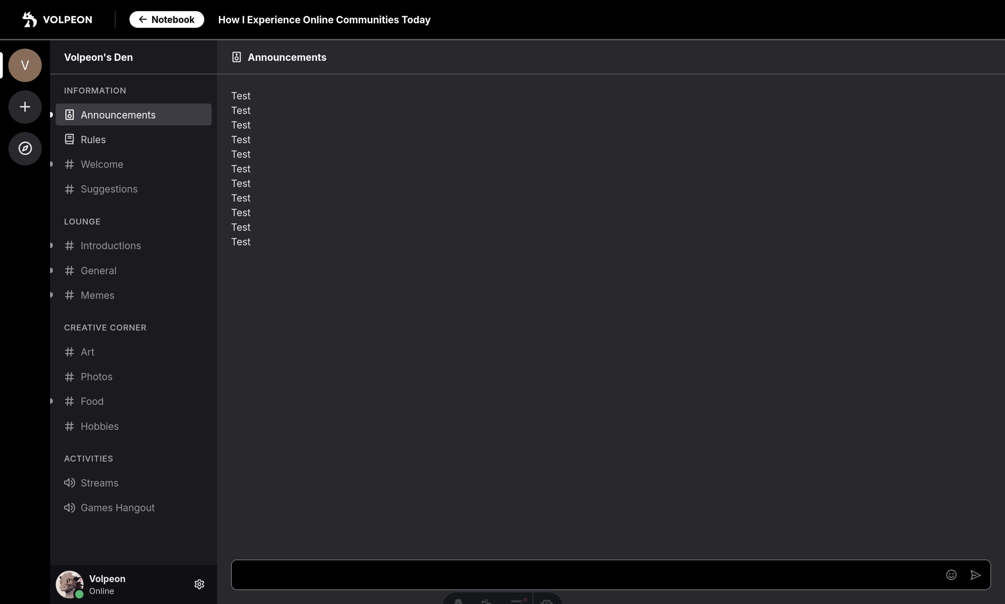 My website with an embedded Discord-like UI.