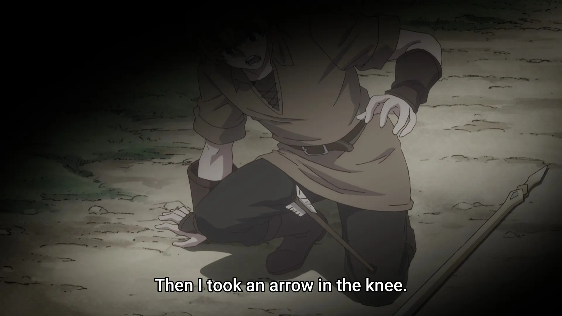 Continuation of the previous screenshot: "Then I took an arrow in the knee."
