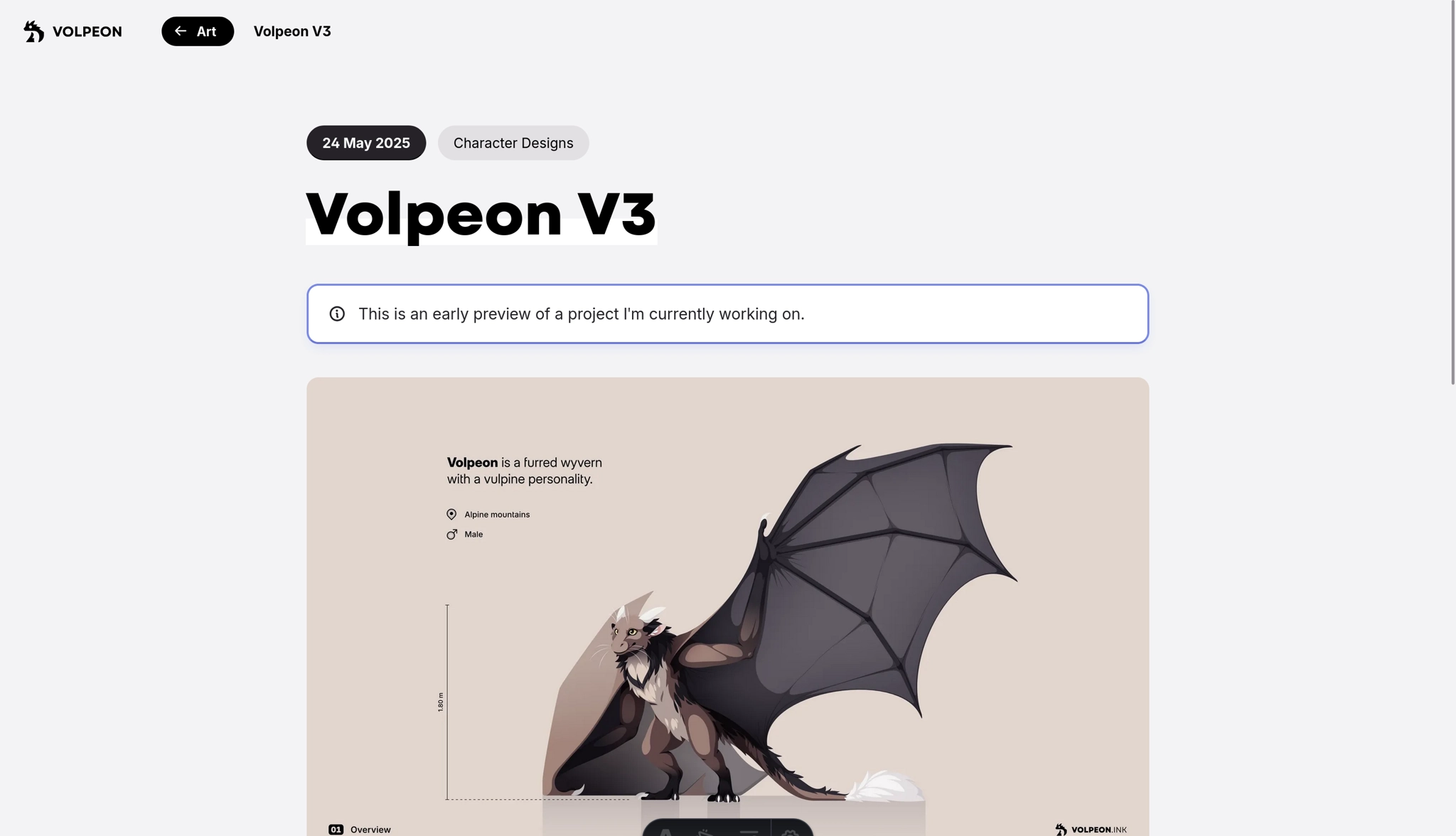 Screenshot of my website showing one of my vector art works. Unlike the live website, the header isn't separated from the content area, and the button indicating the current category is larger.