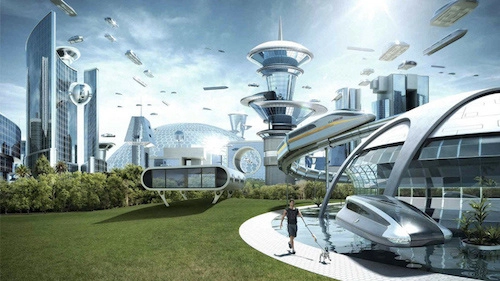 Illustration of a futuristic utopia