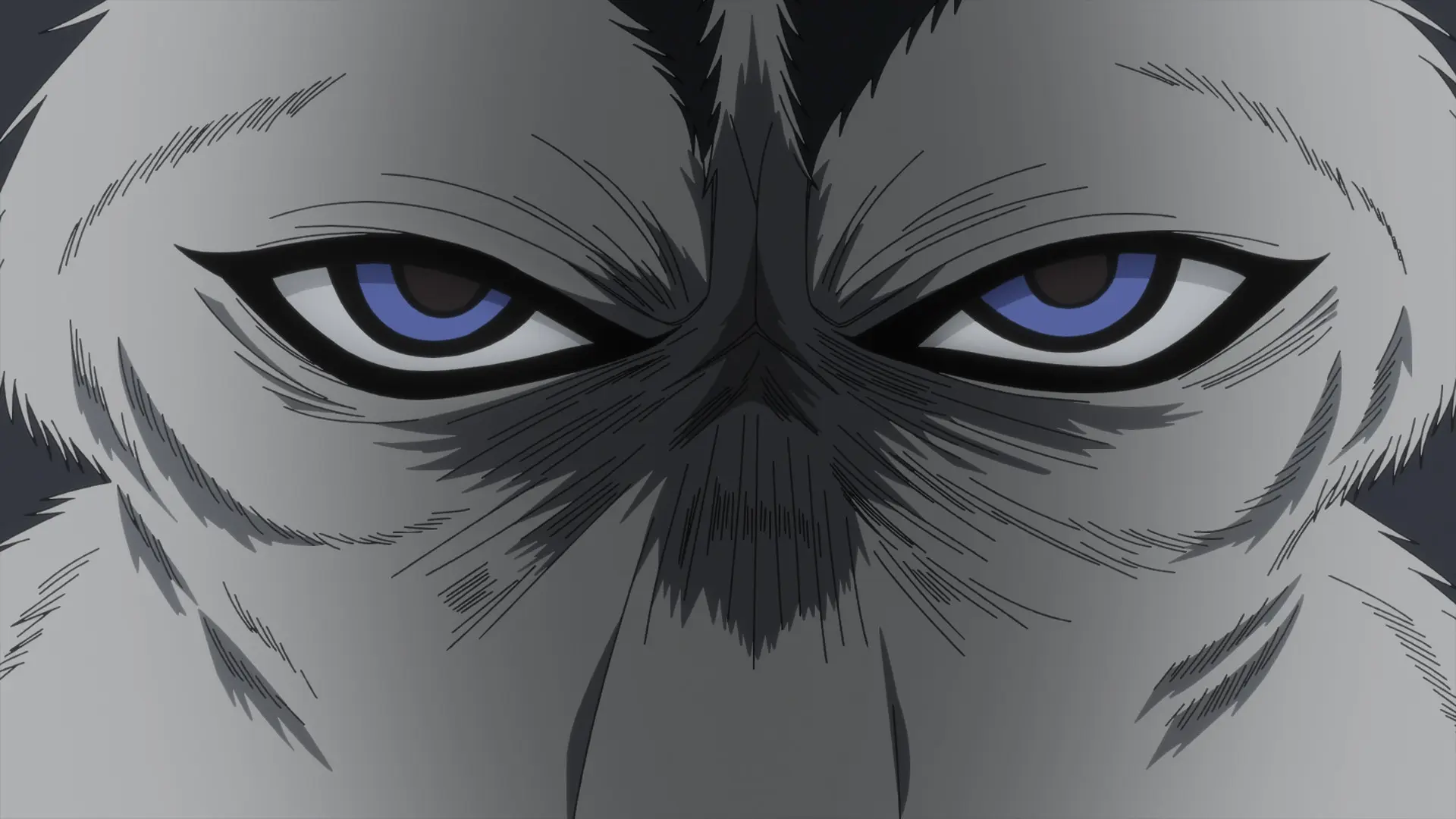 Close-up of the face, which is even more scary.