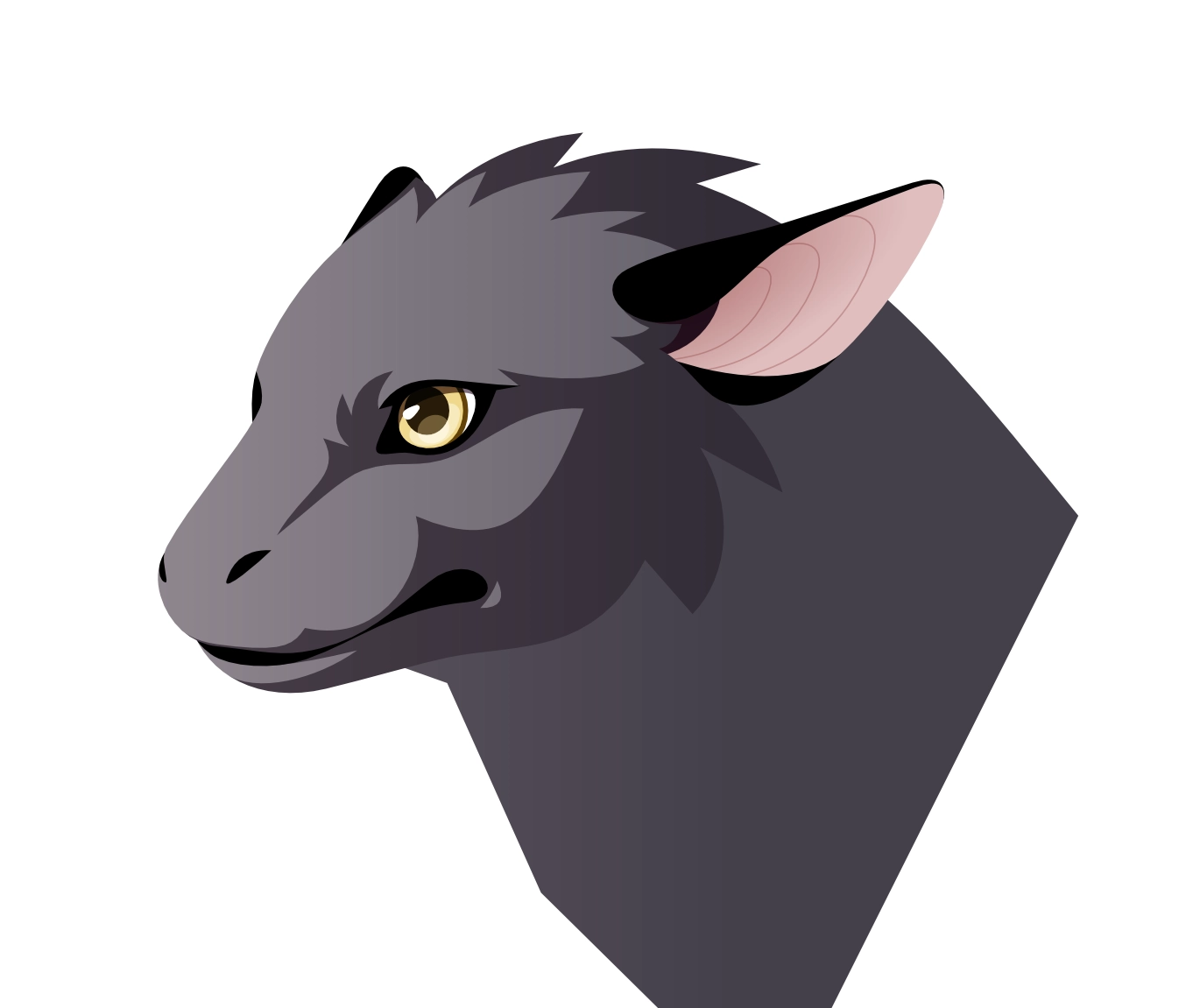 Vector art sketch showing a fluffy dragon-like head.