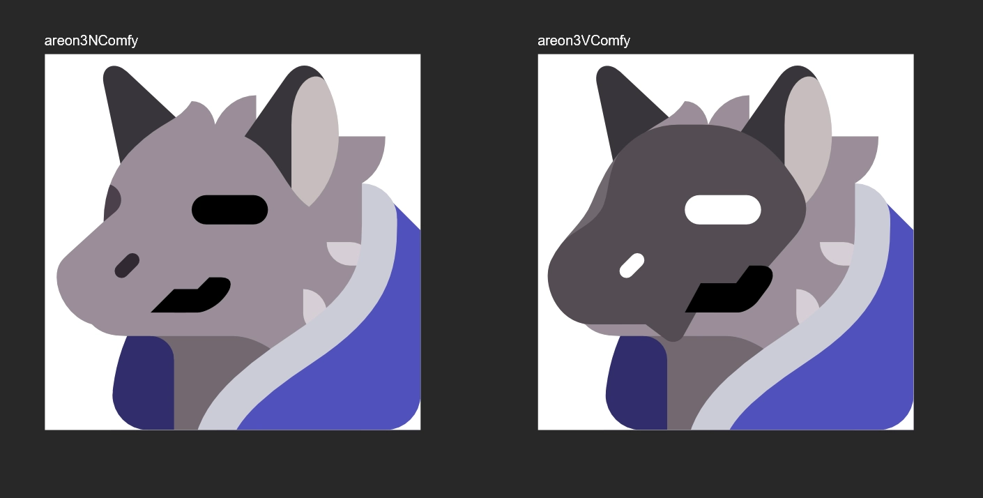 Emojis showing Areon with a relaxed facial expression wearing a blue robe.