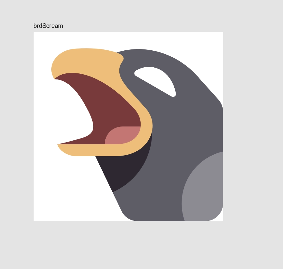 Emoji of a gray bird with a yellow beak screaming.