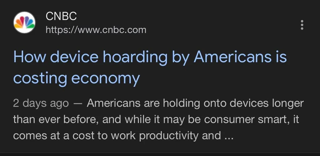 Article by CNBC titled "How device hoarding by Americans is costing economy"