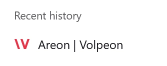 History entry for my website. Instead of the current favicon, it shows an icon resembling a stylized V: \\/