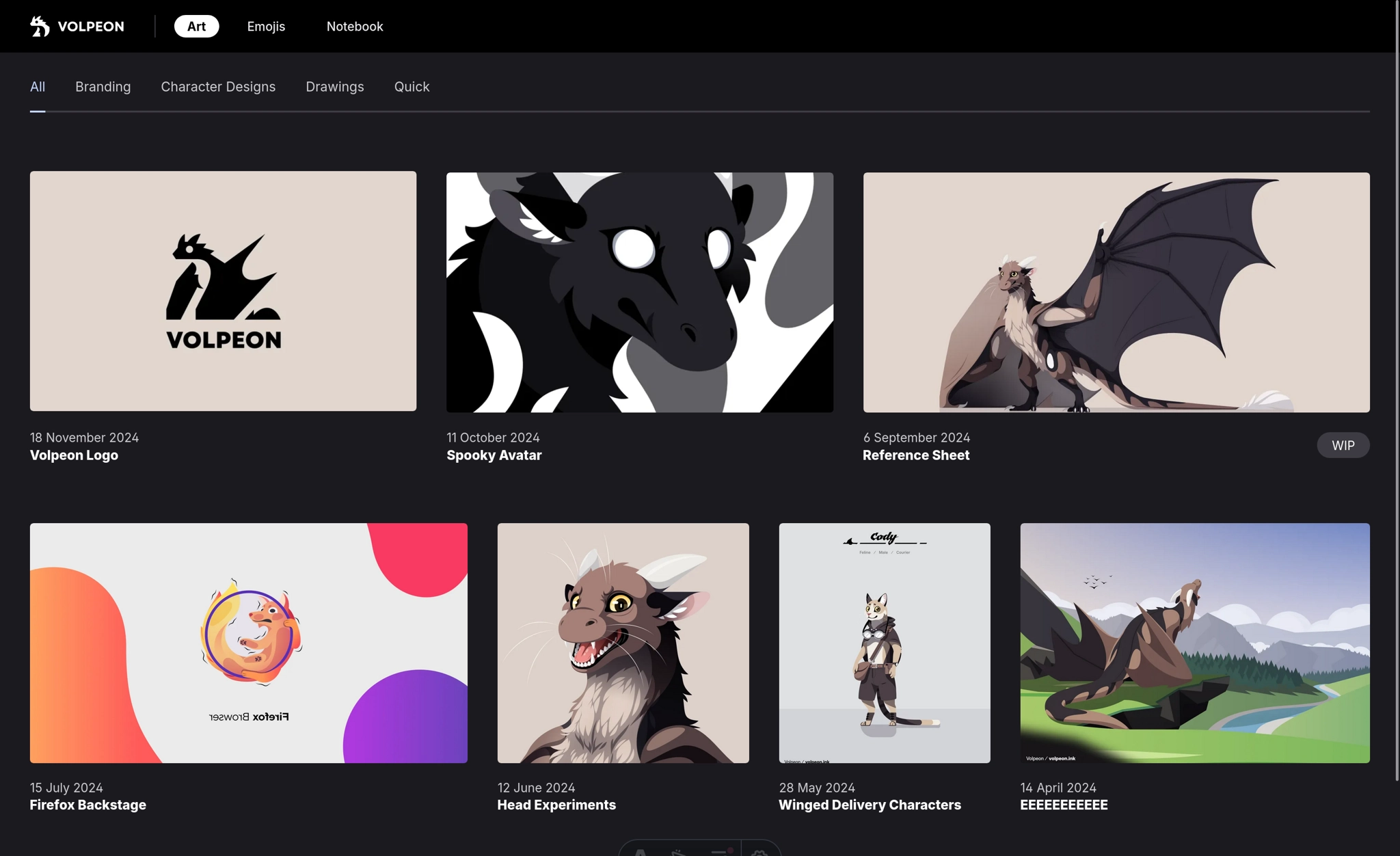 Website having a header with a menubar at the top, a tab bar below and then an image gallery.